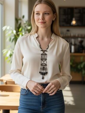 Silver-Tone Layered Filigree Pendant Necklace - Women's Jewelry